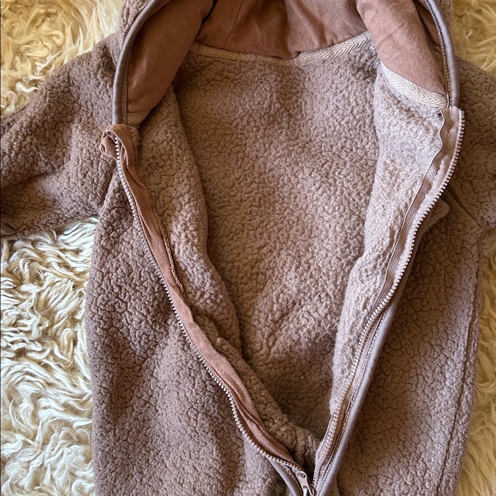 Cozy Brown Fleece Baby One Piece - Picture 4 of 4